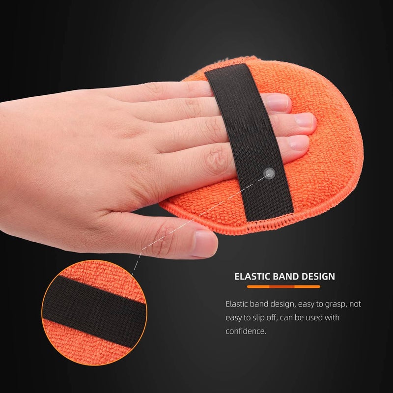 SPTA Microfiber Applicator Pads, 9Pcs 5 inch Car Wax Applicator Hand Polishing Microfiber Foam Pads Set with Grip of Elastic Band, Microfiber Buffing Cleaning Pads for Car Polish Applying Wax - Image 5